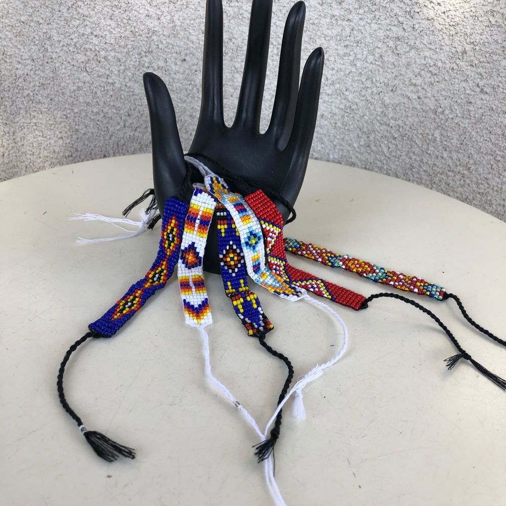 Boho beaded ankle wrist tie bracelets set 6